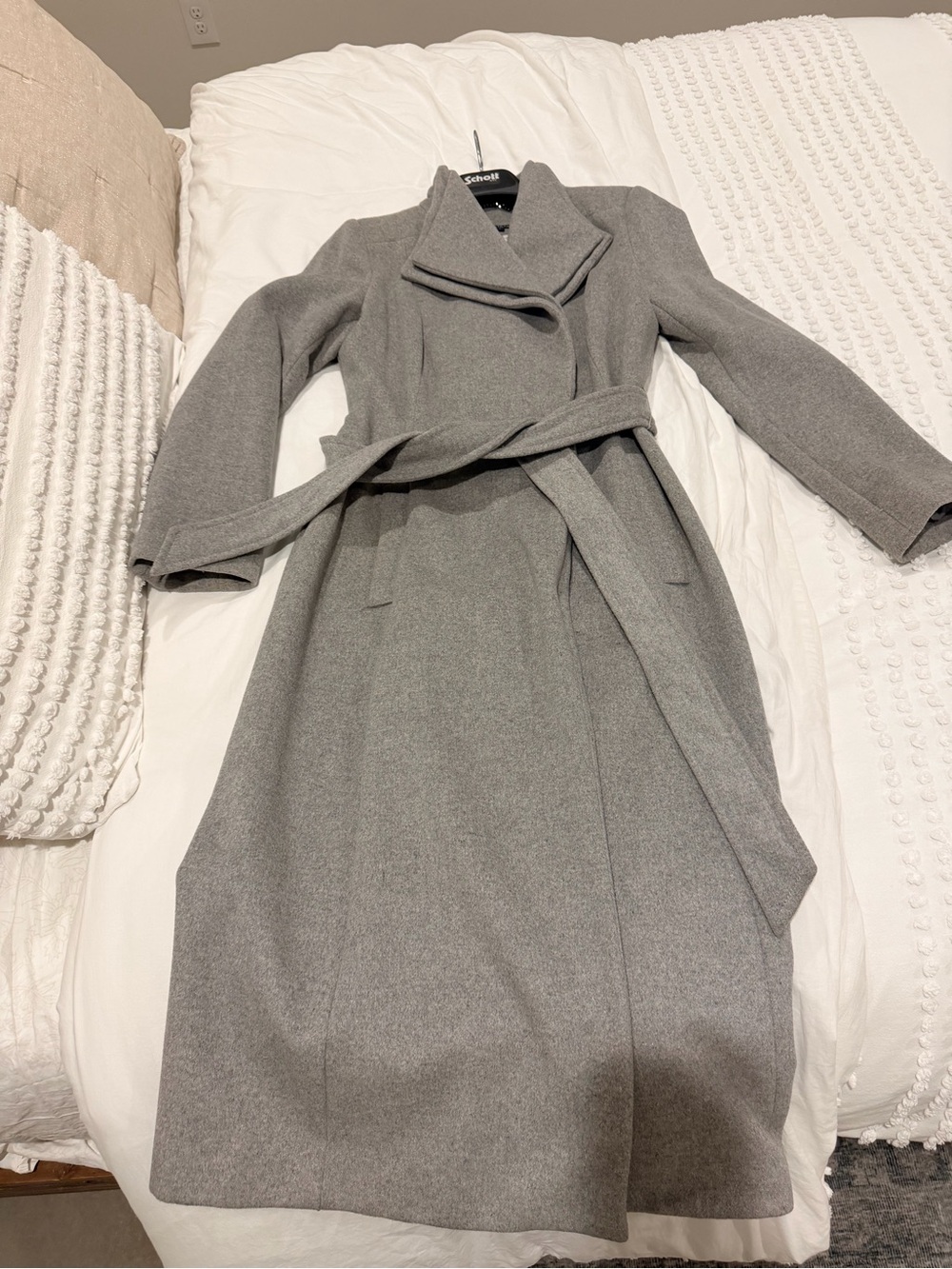 Kenneth Cole Gray Wool-Blend Wrap Pea Coat